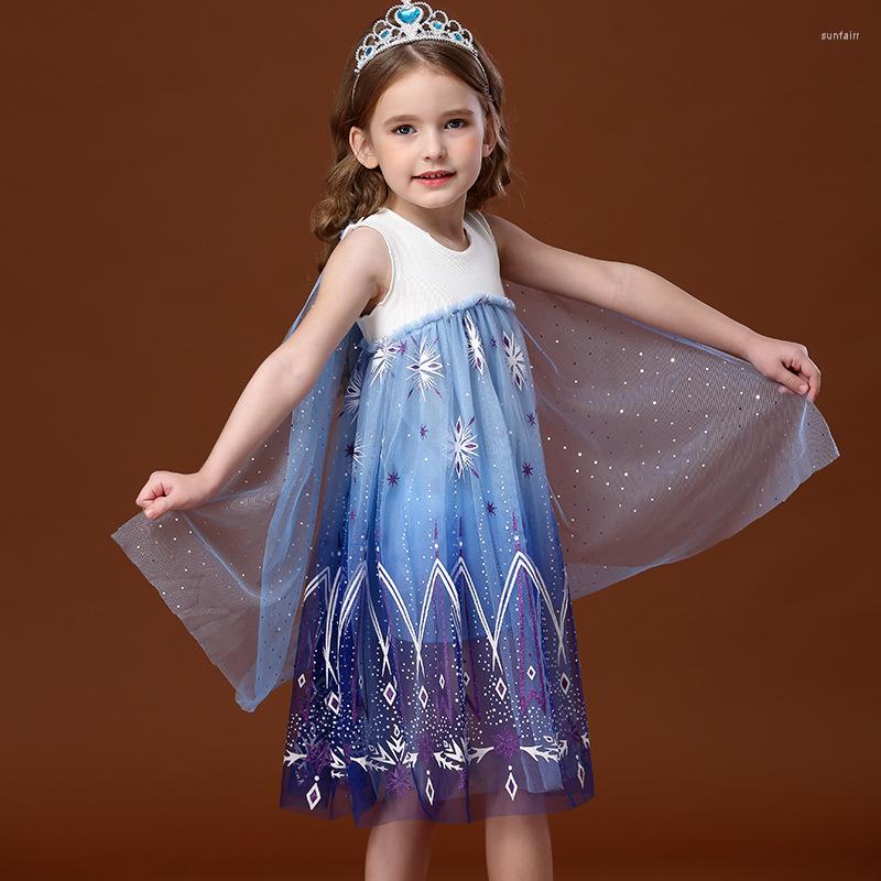 

Girl Dresses Summer Princess Skirt Snowflake Mesh Stars Little Lovely Fairy Pure Dress Kids For Girls Flower, Blue