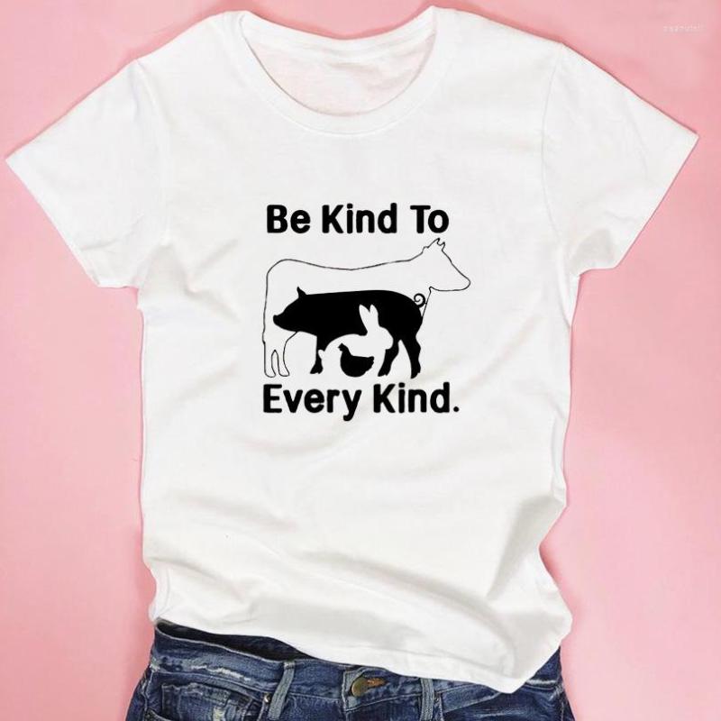 

Women' T Shirts Women Summer Tops Printed Tshirt Be Kind To Every Vegan Slogan Tumblr Shirt Good Black White Graphic Tees