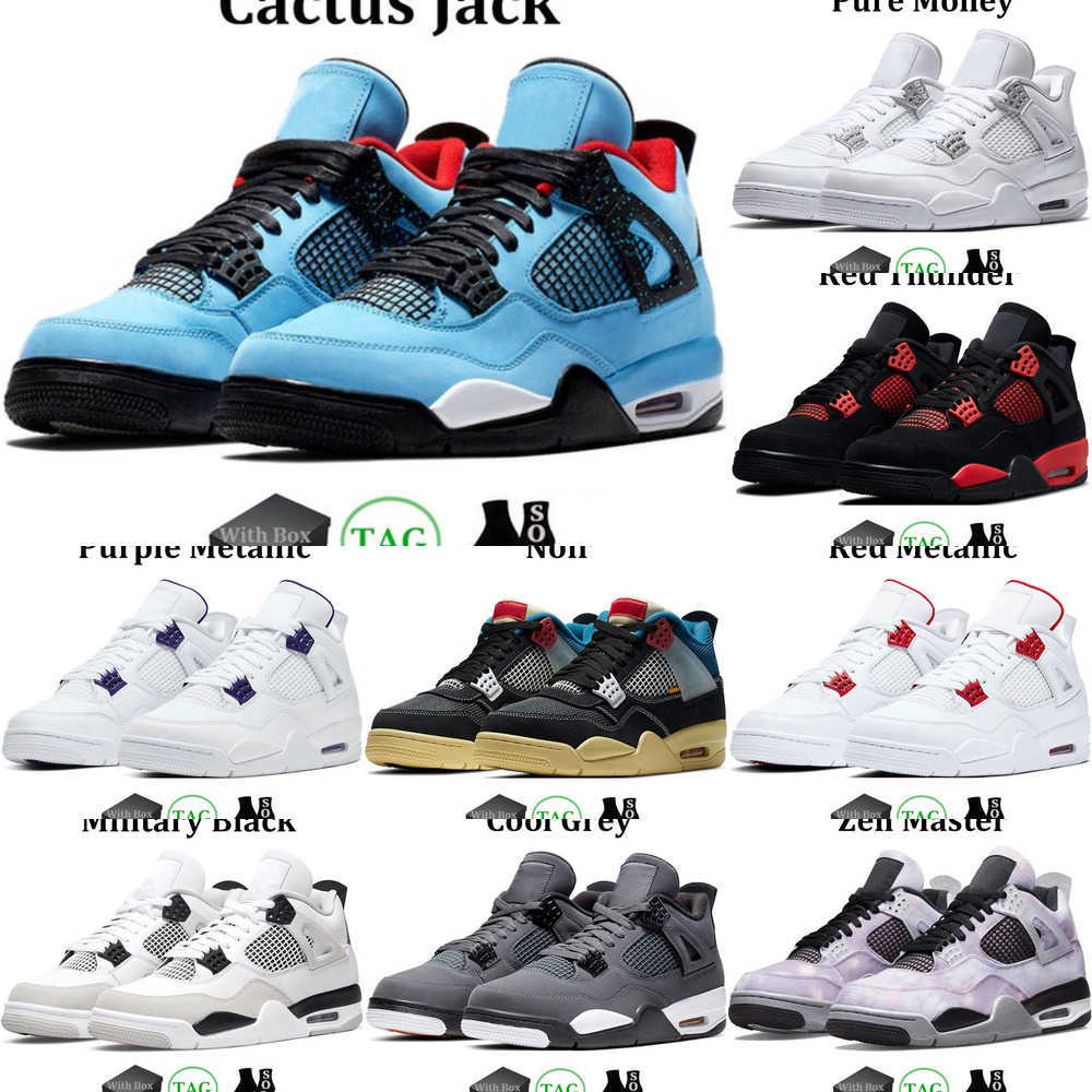 

Shoes With Basketball Box 4 Men Women 4s Black Cat Red Cement Military Black Thunder Midnight Navy University Blue Mens Trainers Sports Sneakers, #9