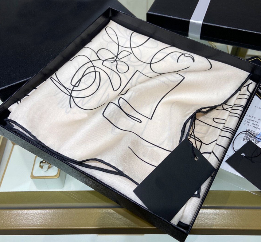 

New Twill Silk Scarf Women's Fashion Medium Geometric Print Square Scarf Shawl Silk Scarf Handkerchief 90cm * 90cm
