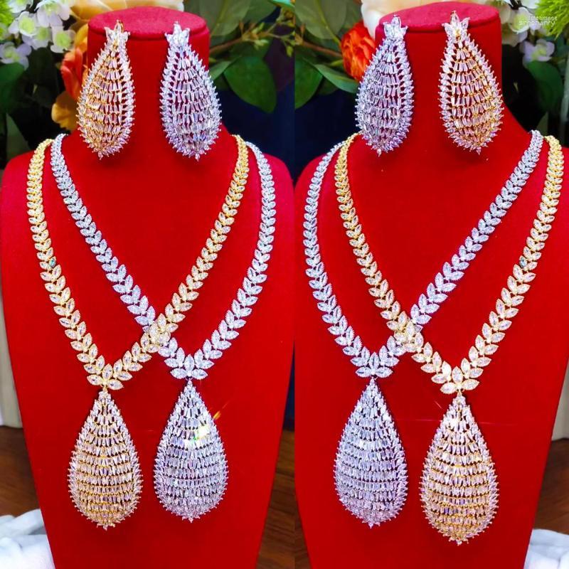 

Necklace Earrings Set Missvikki Luxury 4PCS Shiny Waterdrop Bracelet Earring Ring Jewelry For Women Brides Wedding Jewellery High Quality, Picture shown