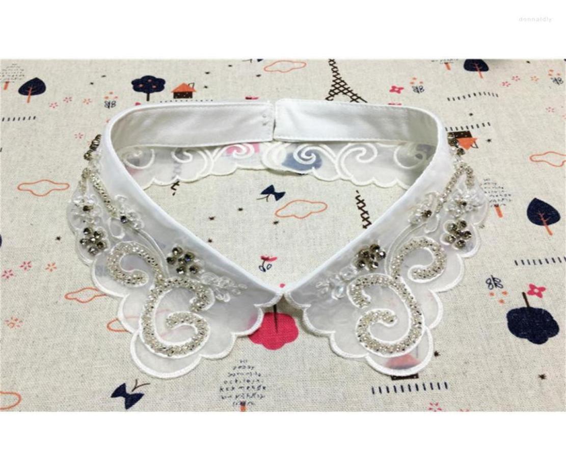 

Bow Ties Linbaiway Women Handmade Embroidery Flower Beads Fake False Collars Female Sweater Bouse Tops Detachable Necklace Choker 3909358