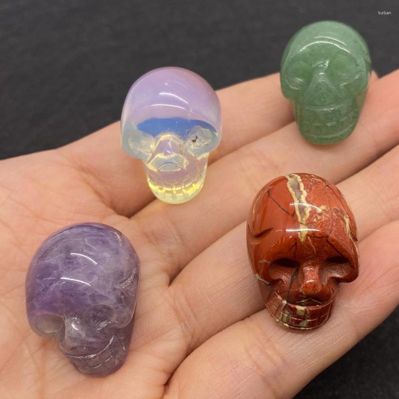 

Charms Natural Skull Stone Crystal Tiger Eye Healing Crafts Polished Figurines Halloween Jewelry Gift Accessories