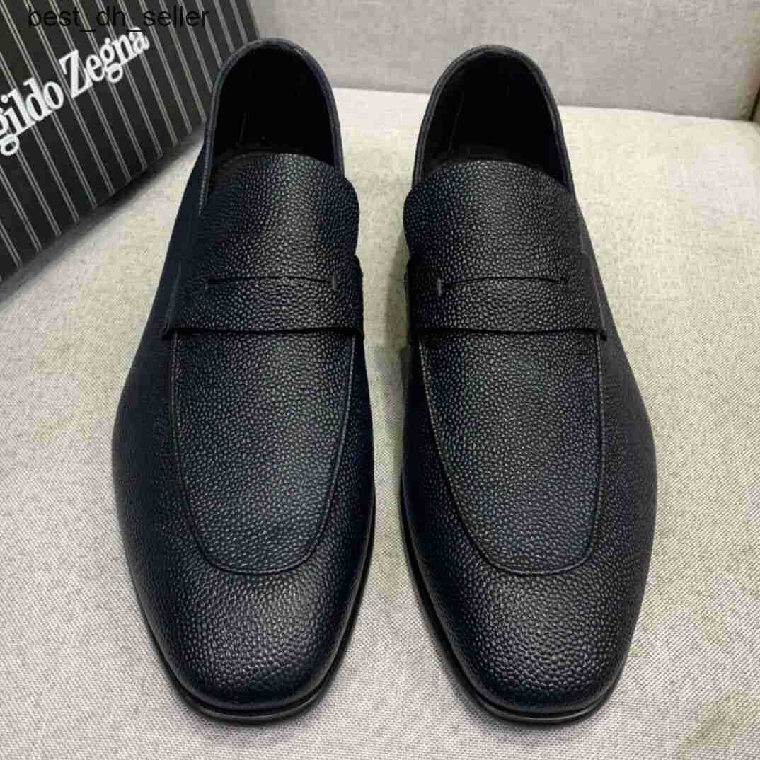 

Ermenegildo ZZegna Zegna New Caviar Cowhide Slip-on Shoe For Men's Low Cap Footwear Casual Leather Shoes, Blue