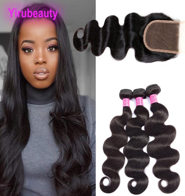

Brazilian Virgin Hair 3 Bundles With 4X4 Lace Closure Natural Color Body Wave Bundles With Top Closures 830inch Cheap Hair Extens8856449