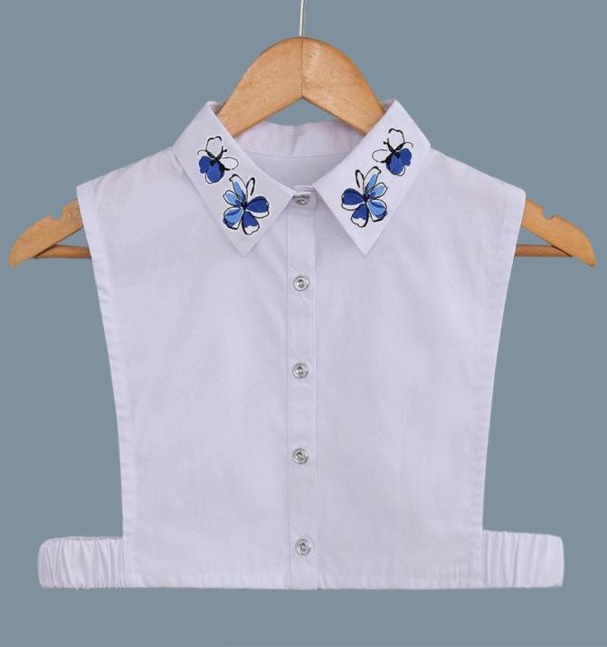 

Bow Ties Flowear Embroidery False Collar For Women Removable Detachable Blouse Female White Lapel Fake Collars Clothing Accessorie5314251