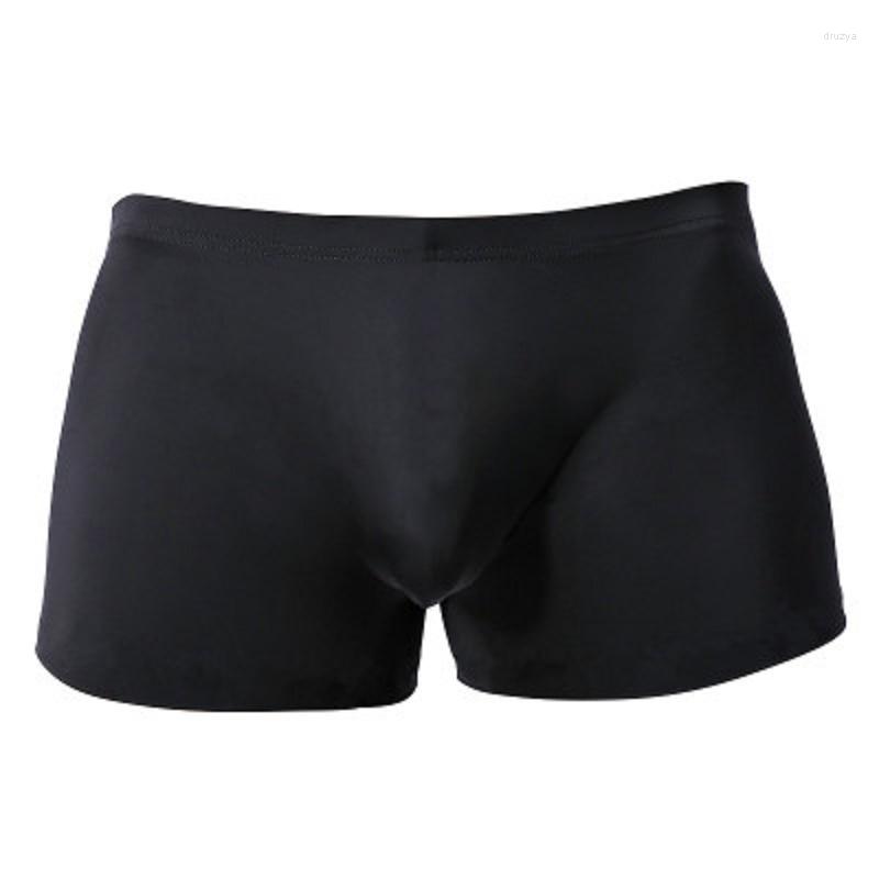 

Underpants Mens Ice Silk Boxers Breathable Transparentes Men UnderMear Boxer Sexy Homme Jockstrap Gay Fetish Homens One-Piece Shorts, Black
