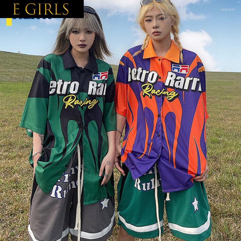 

Women's T Shirts E GIRLS T-shirt Y2k Top T-shirts Crop Blouses Short Sleeve Collision Color Oversized Tshirts Tees Shirt Woman Clothing, Green