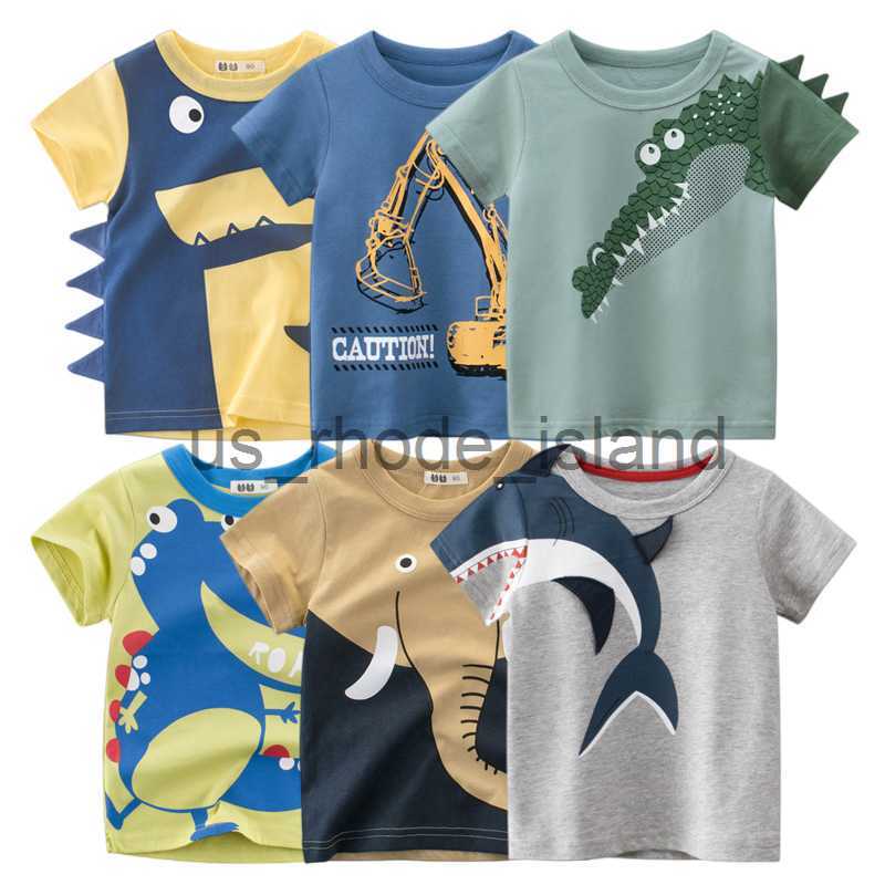 

T-shirts 2023 Summer Children 3D Cartoon T-shirt for Boy Animal Printing Dinosaur Shark Boys T Shirt Girls Tops Tees Cartoon Kids Clothes x0628