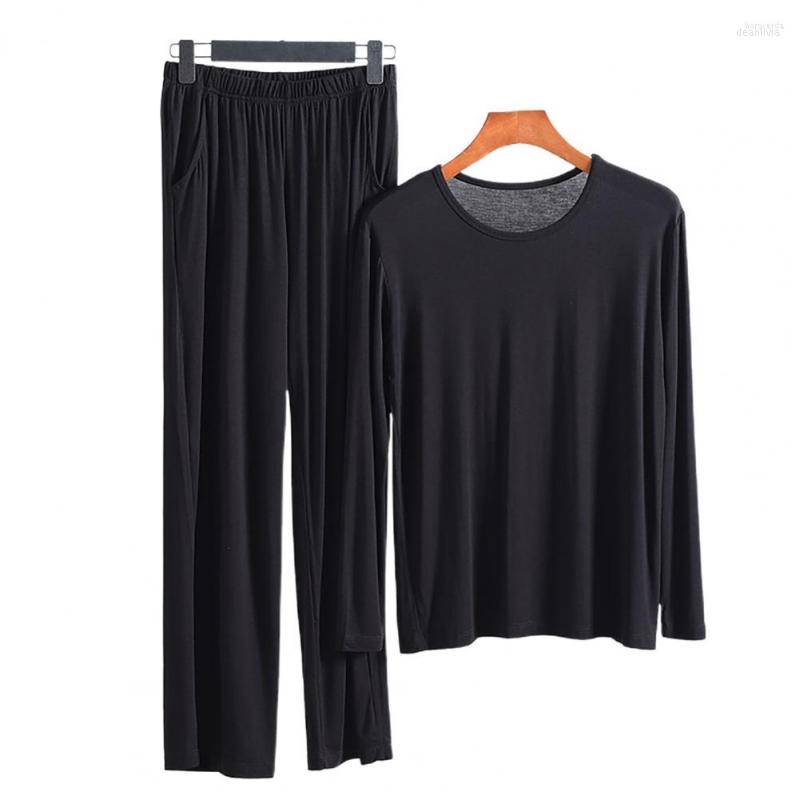 

Men's Sleepwear Men's Men's O-Neck Long Sleeve T-shirt Soft Modal Men Top Pants Loose Pajama Set Autumn Warm Casual Home Clothes, Blue