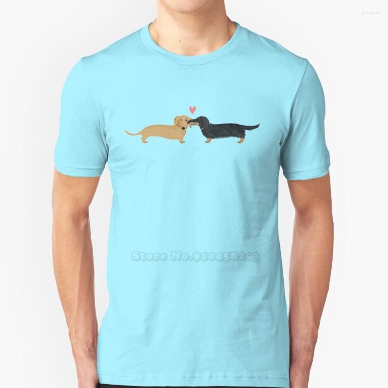 

Men's T Shirts Dachshunds Love Shirt Round Collar Short Sleeve T-Shirts Dachshund Dog Pets Animals Kiss Valentine I You Cute Doxie, Mtee-natural