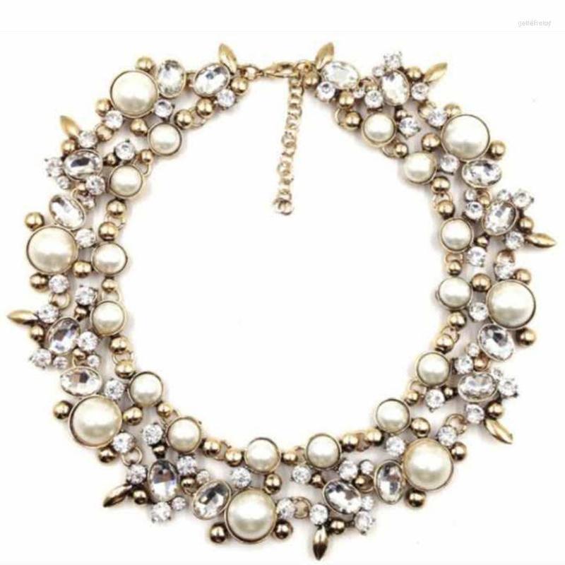 

Choker HOUDA 2023 N0045 Fashion Europe Brand Bohemian Rhinestones Imitation Pearl Statement Necklace Jewelry For Women Gifts