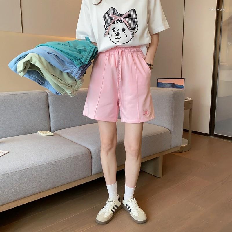 

Women' Pants Pink Color Women Shorts Cotton For Girl High Waist Preppy Style Lady Capris Clothes