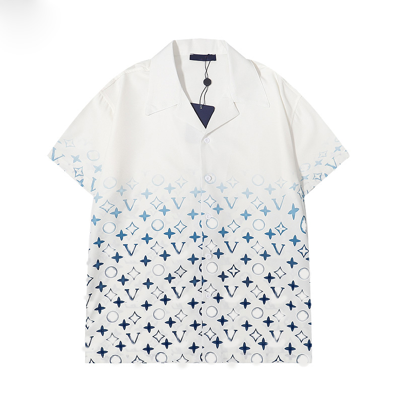 

Fashion Hawaii Floral Letter Print Beach Shirts Men's Designer Silk Bowling Shirt Casual Shirts Men Summer Short Sleeve Loose Dress Shirt M-3XL, 12
