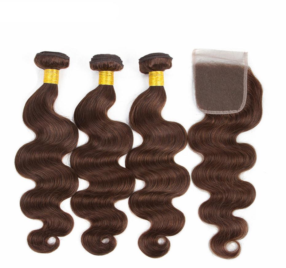 

Part Lace Closure With Brown Hair Bundles Color 4 Chocolate Medium Brown Body Wave Human Hair Weaves With 44 Top Closure5439086, Ombre color