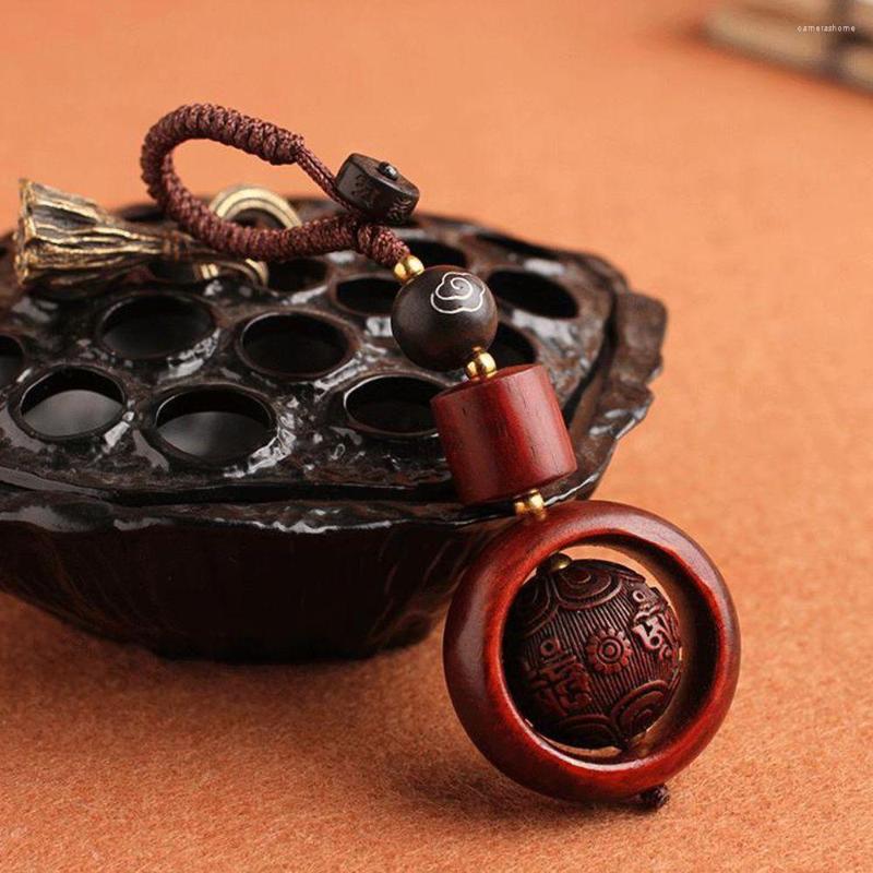 

Keychains Handmade Original Tibetan Buddhism Ebony Keychain Retro Wooden