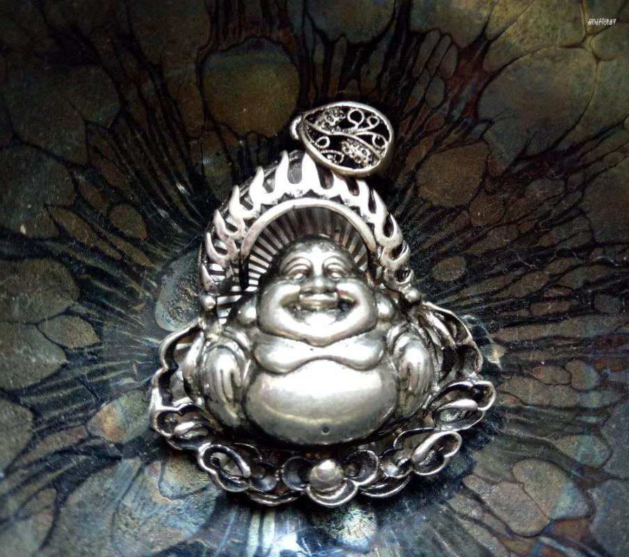 

Pendant Necklaces Exquisite Carving Of Maitreya Buddha Silver