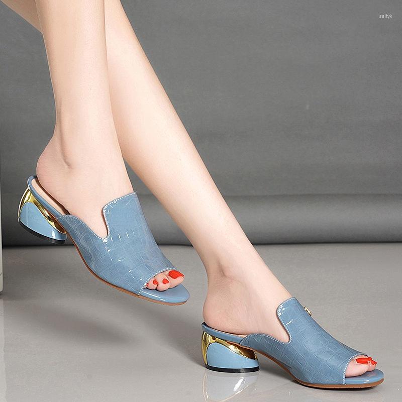 

Sandals Women Shoes Red Sexy Soft Leather Female Flipflop Slippers Summer Fashion Heels Slides For Girls Comfortable, White(1)