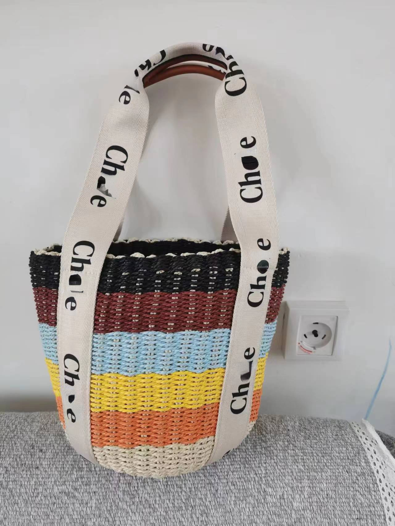 

Summer New Elegant Women's Bag Ribbon Shoulder Bags Handmade Woven Bucket Bag Tote Straw Bag Beach Bags