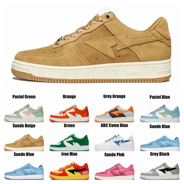 

Designer Shoes For Mens Womens Bapestas Outdoor Trainers Patent Leather Black White Shark Sax Blue red ABC Camo Green White Flats Riding Walking Sneaker size 45, 10