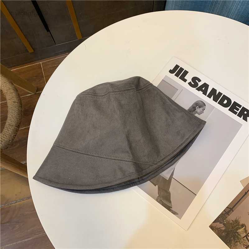 

Cold Girl Style~solid Color Mask, Versatile Bucket Hat, Children's Suede in Autumn and Winter, Small Bucket, Basin Hat Tide SN80, Black4