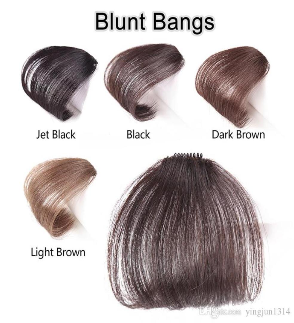 

Neat Front False Fringe Thin Clip In Blunt Bangs BlackBrown Hairpiece With High Temperature Synthetic Hair Golden Beauty1177007