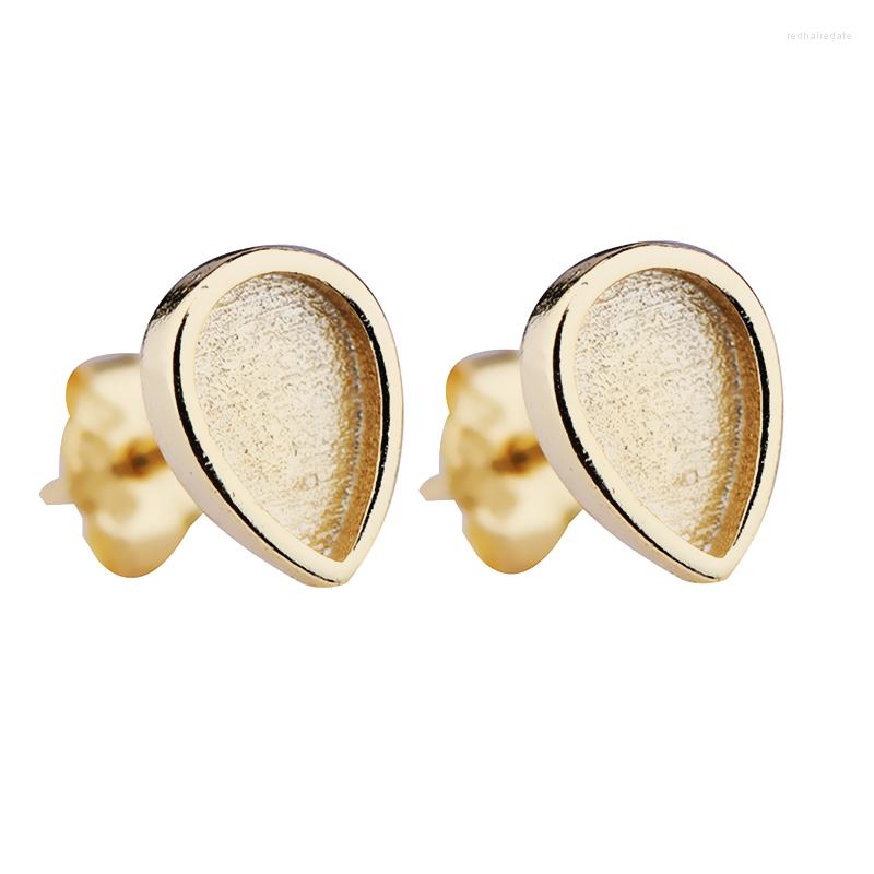 

Stud Earrings 925 Sterling Silver Women Cute 4x6mm Pear Cabochon Semi Mount For Amber Garnet Turquise Setting