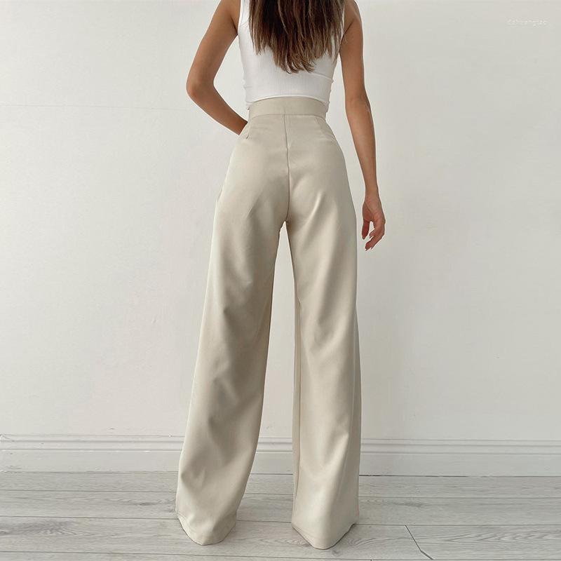 

Women's Pants Women Clothing Spring Autumn Knitted Casual Sports Trousers Europe And America Style High Waist Loose Straight Wide Leg, Black