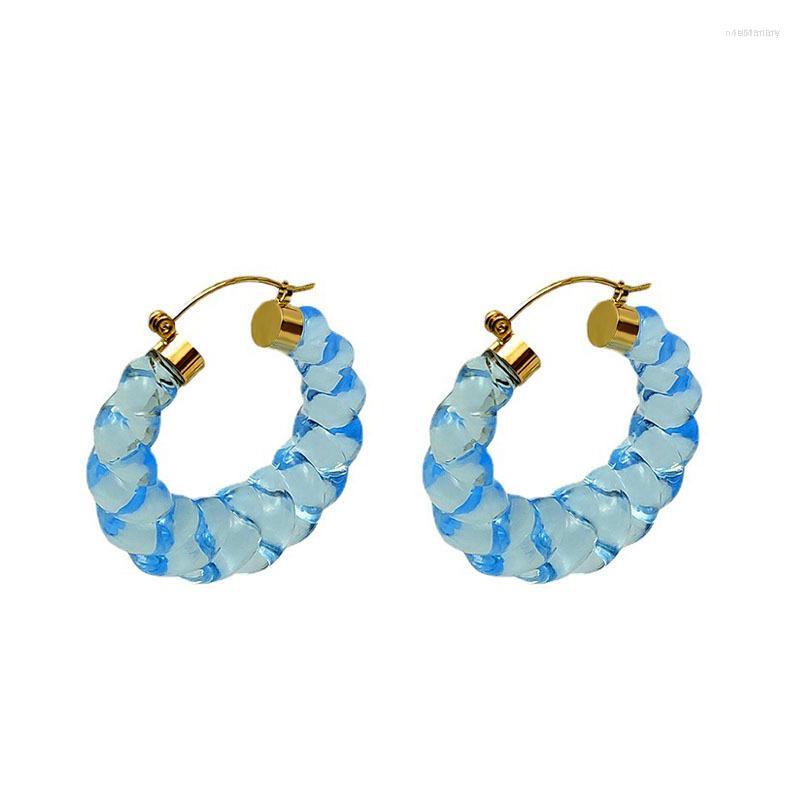 

Dangle Earrings Transparent Blue Pink Green Acrylic Resin For Women Big Wide Twist Circle Hoops Fashion Jewelry Accessories