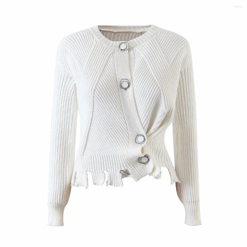 

Women's Knits She'sModa Ins Winter Irregular Scratch Women's Cardigan Sweater 2023, White