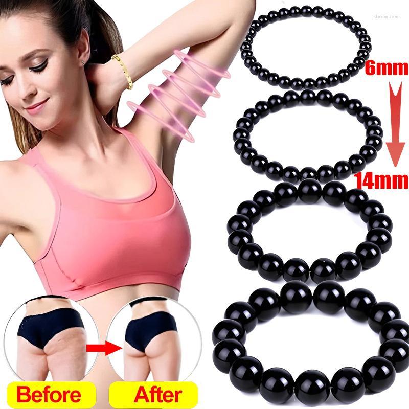 

Strand Natural Black Obsidian Stone Bracelet Promote Blood Circulation Relax Anxiety Relief Healthy Weight Loss Bracelets Women Men
