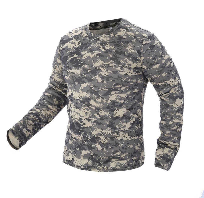 

2018 New Tactical Camouflage T Shirt Male Breathable Quick Dry US Army Combat Full Sleeve Outwear Tshirt for Men1145821, Black
