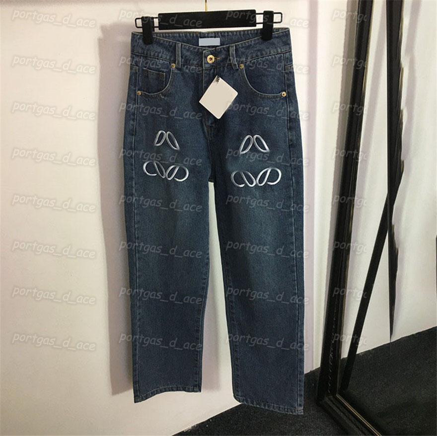 

Designer Women Denim Pants Embroidered Blue High Rise Jeans Charming Street Style Jeans, Blue with label #20234240