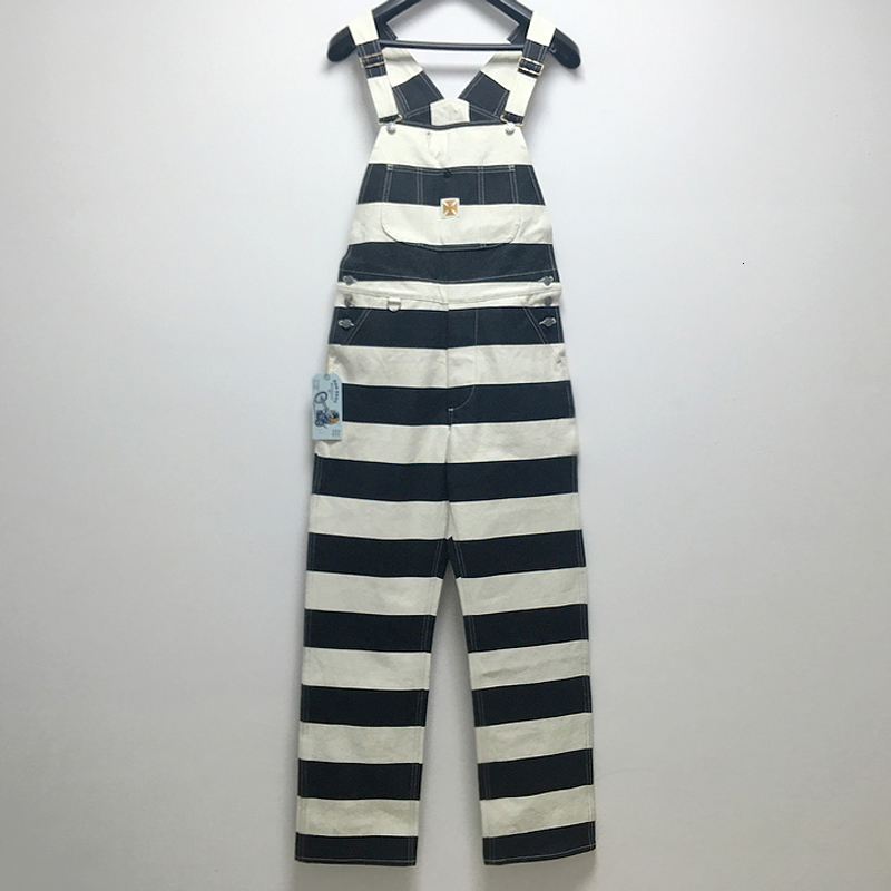 

Men's Jeans BOB DONG 16oz Cotton Canvas Prison Stripe Overalls Rugged Style Motorcycle Pants 230628, Black