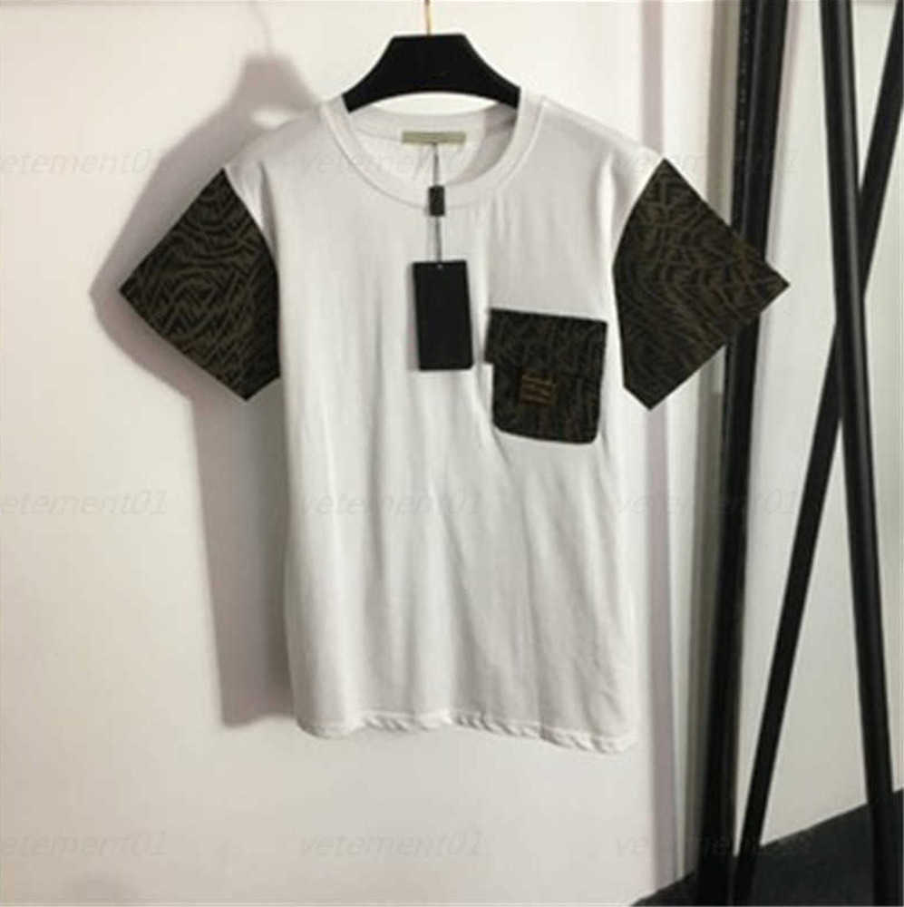 

Summer T Shirt Designer Womens Chest Have Pockets Color Blocking Short Sleeve Round Neck Fashion Tshirt Designer Clothes Women 0607