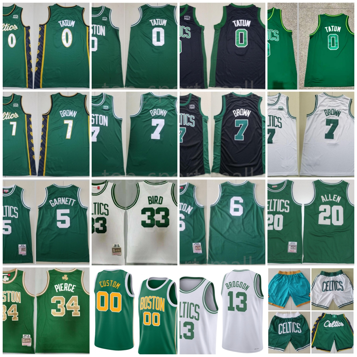 

Basketball Jayson Tatum Jerseys Jaylen Brown Kristaps Porzingis Al Horford Malcolm Brogdon Derrick White Bill 6 Russell Ray Allen Kevin Garnett Bird Pierce Shorts