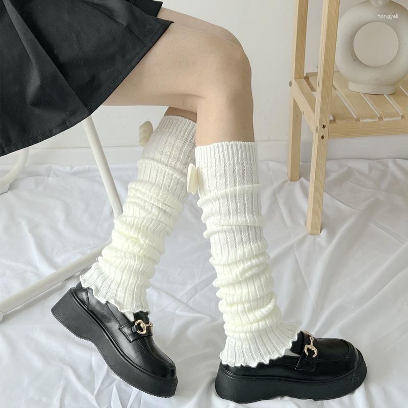 

Women Socks Jk Knitted Leg Over Knee Knit Boot Japanese Dress Warmer Lolita Cosplay Accessories Elastic Warming Cover, 1-white