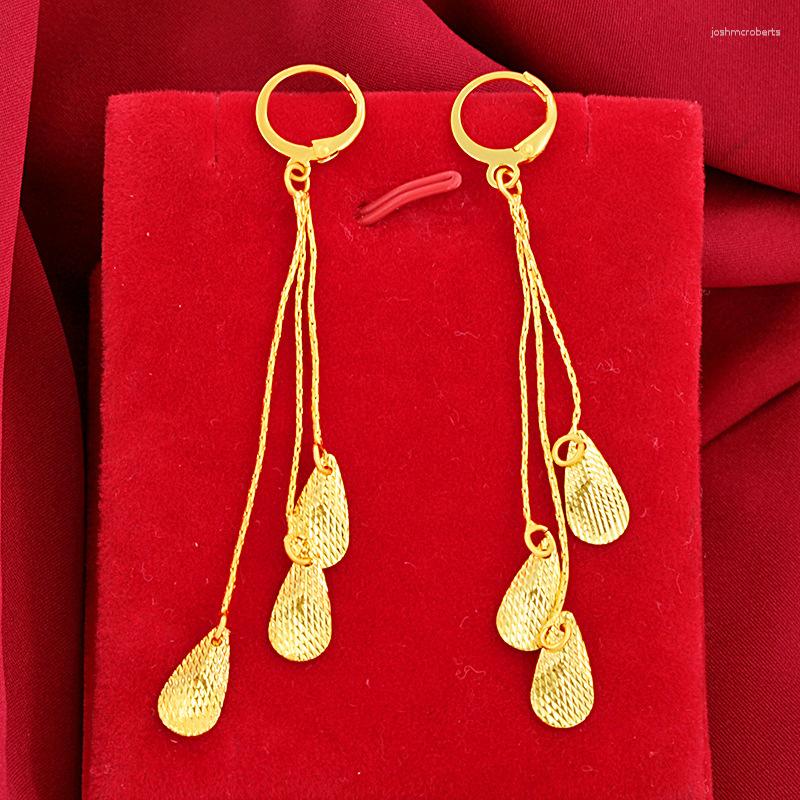 

Dangle Earrings Luxury 18K Yellow Gold Stud For Women Bride Vietnam Sand Long Tassel Earring Birthday Fine Jewelry Gifts 2023