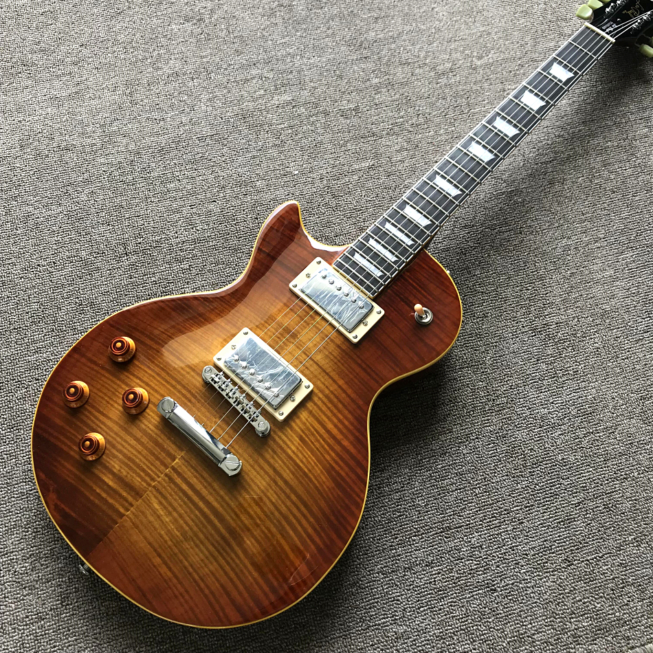 

Custom Shop, Smoky Left Hand Tiger LP Electric Guitar, Rosewood Fingerboard, Mahogany Xylophone Body, Chrome Hardware, Free Shipping