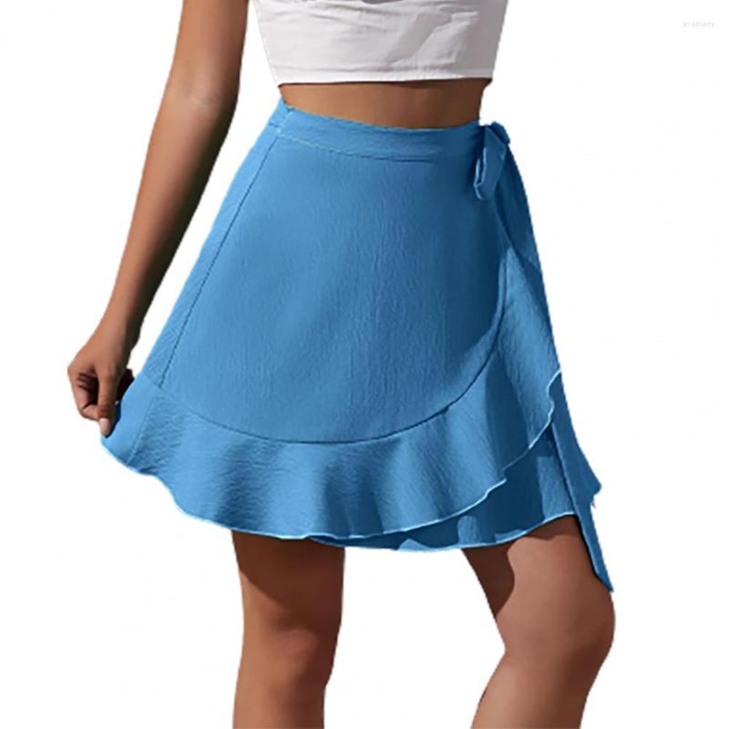 

Skirts Summer Mini Skirt Ruffles Lady Dating Party, Beige