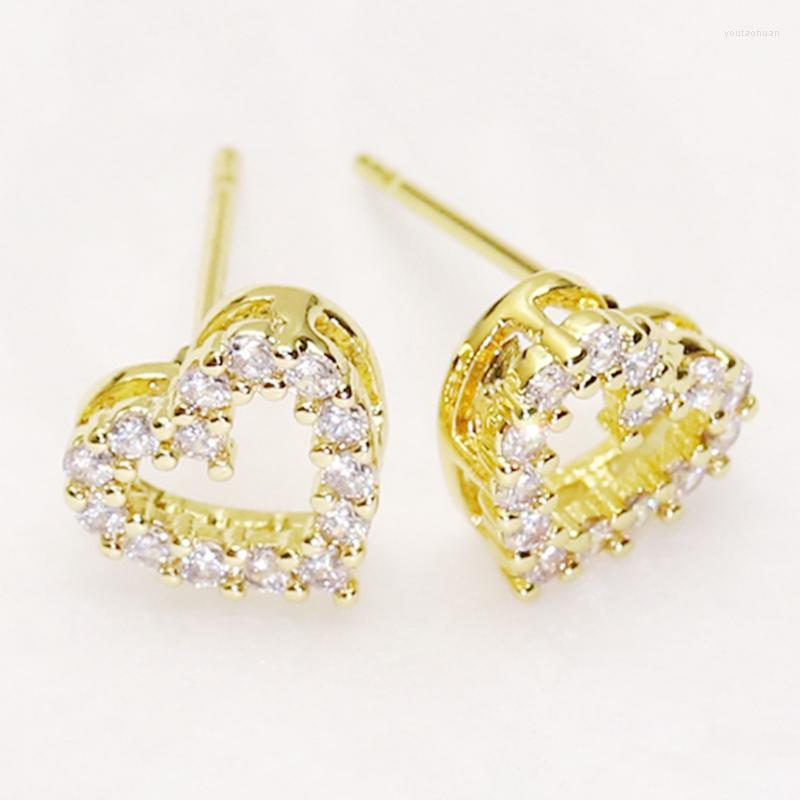 

Stud Earrings 10 Pairs Hollow Heart Shape Fashion Zirconia For Women Jewelry 8229