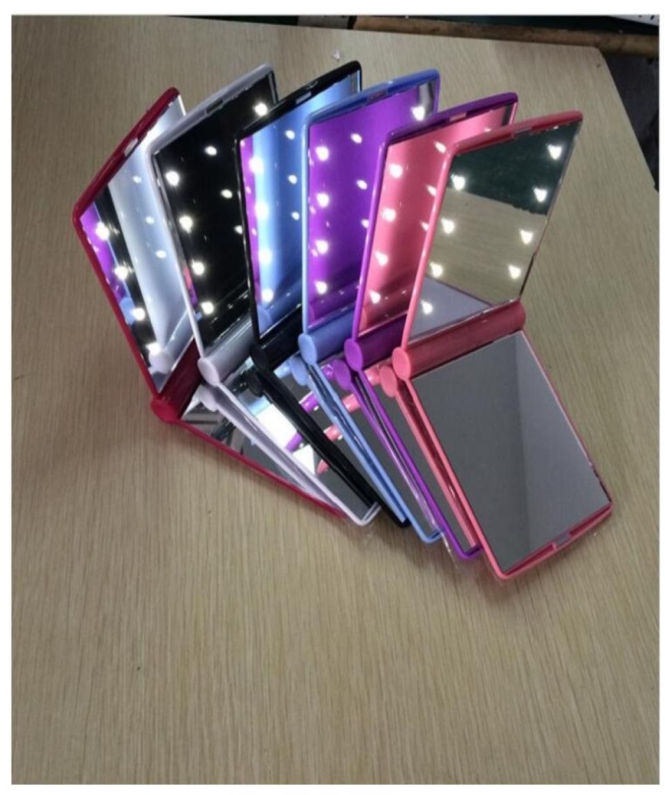 

Compact Mirrors Makeup 8 LED Mirror Folding Portable Compact Pocket led Mirror Lights Lamps color randomly1659448