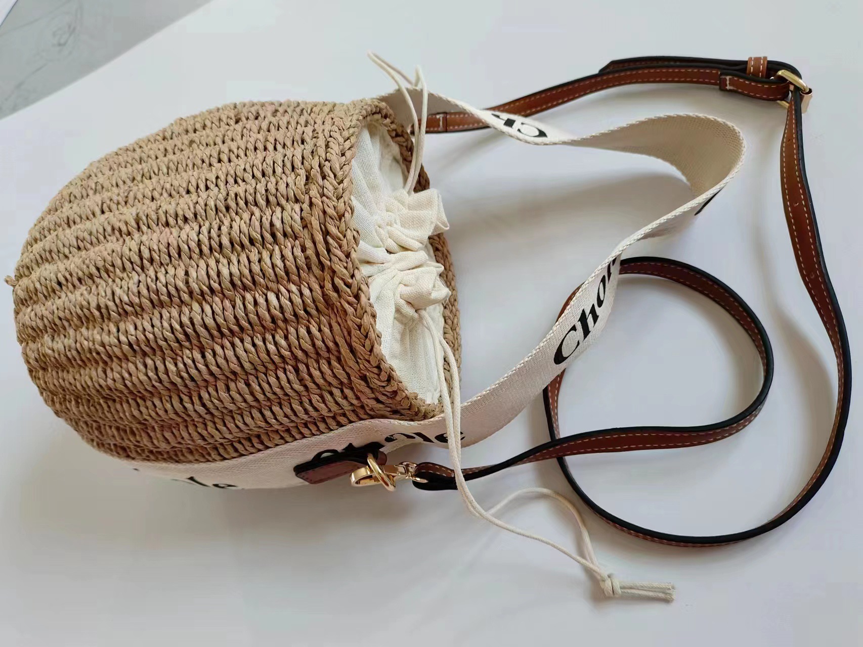 

Summer New Simple Women's Bag Ribbon Shoulder Bags Handmade Woven Bucket Bag Tote Straw Bag Beach Bags