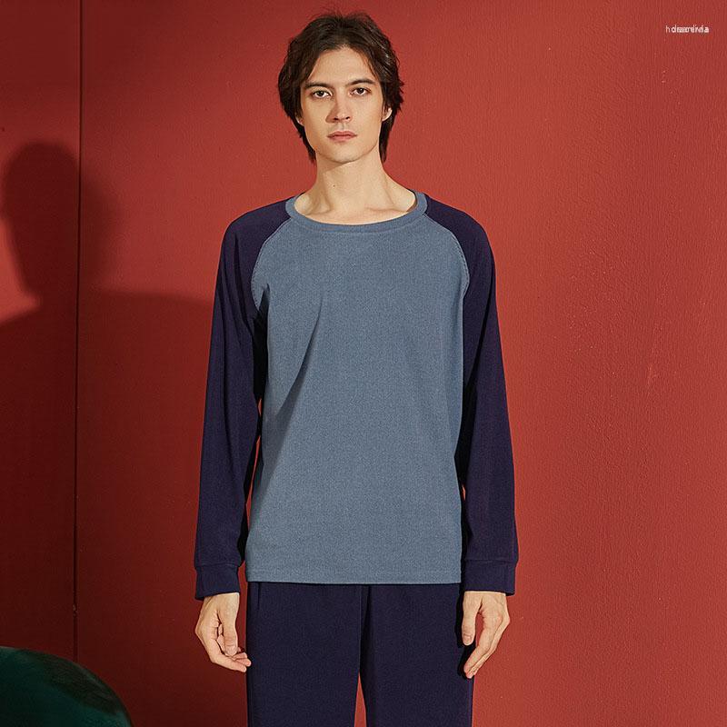 

Men's Sleepwear Men's Men's Home Suits Long-Sleeved Trousers Sets For Autumn And Winter Pijamas Men Double-Sided Sanding Pajamas, Purple