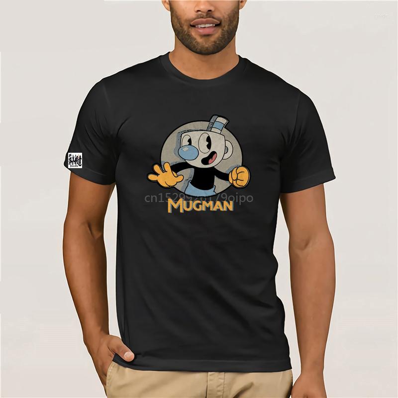 

Women's T Shirts Cuphead Mugman Portrait Circle Mens Graphic Shirt Funny Cotton, Navy(men)