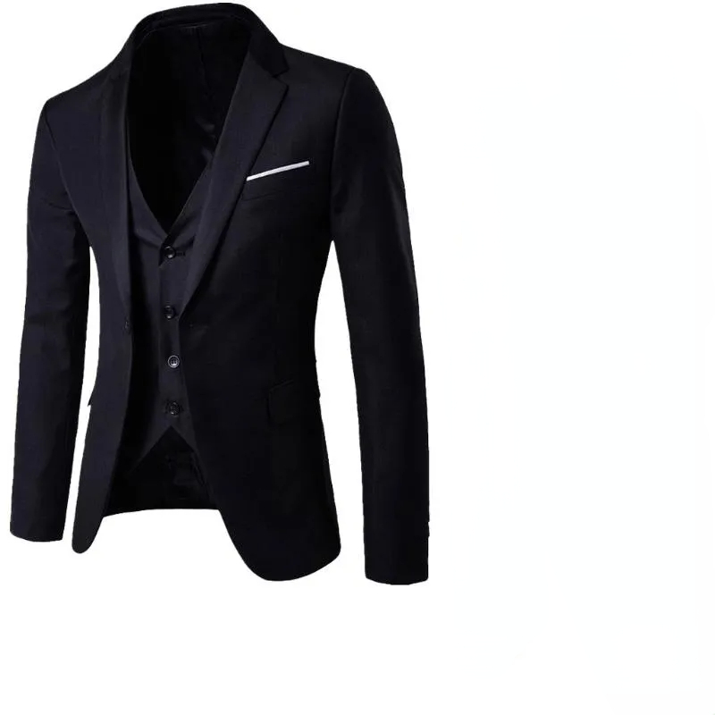 

Mens 3 Pieces Suits Groom Wear Tuxedos 3-Piece Wedding Suits Groomsmen Best Man Formal Business Suit For Men (Jacket+Pant +vest), Black