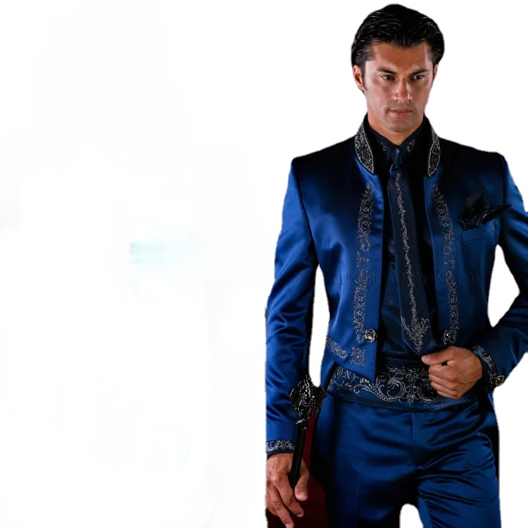 

Noble Design Mens Prom Tuxedos Suits Royal Blue Embroidery Groom Wear Wedding Suits Applique Party Blazer (Jacket+Vest+Pants), Burgundy