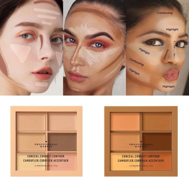 

Brand 6 Colors Eye Concealer Highlighter Corrector Powder Palette Contouring Highlighter Bronzer Face Makeup Powder1199201, Mixed color