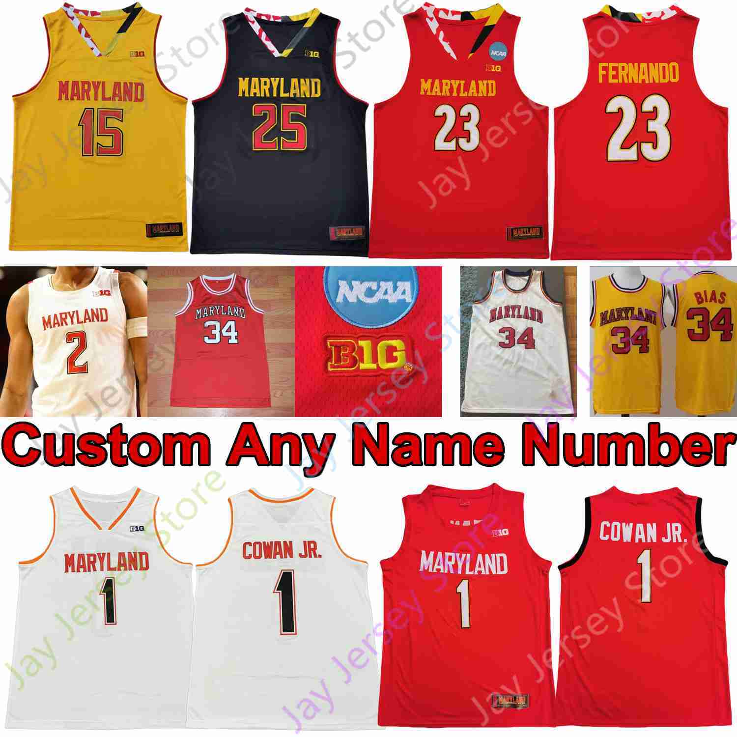

2023 Maryland Terrapins Stats Basketball Jersey NCAA College Anthony Cowan Jr. Jalen Smith Eric Ayala 34 Len Bias Chol Marial Aaron Wiggins, Red i