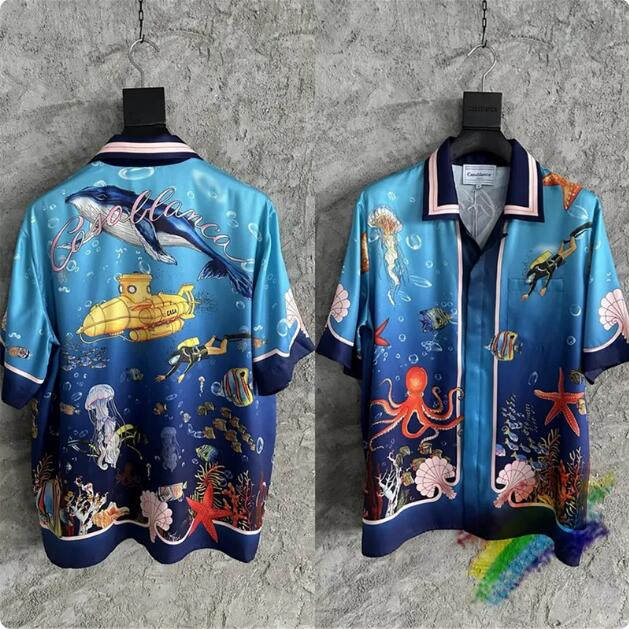 

Blue Silk Shirt Men Women 1 Quality Patterns Short Sleeve Hawaii Beach Shirts